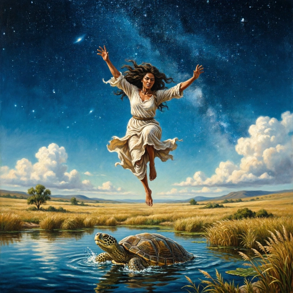 Skywoman Falls to Turtle Island