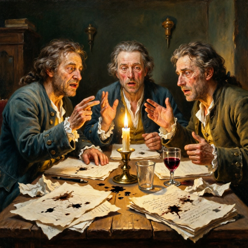 Three Exhausted Men Arguing